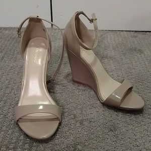 Bamboo Patent Wedge Heels